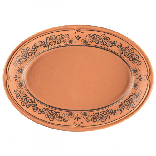 Assiette plate ovale Tero Décor Alexandria porcelaine 32x21 cm Earth Rak