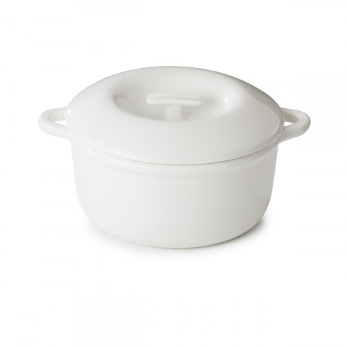 Cocotte avec couvercle pour induction rond Blanc albâtre porcelaine culinaire Ø 26 cm Bombance Revol