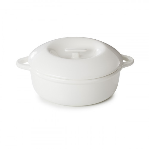 Cocotte avec couvercle pour induction rond Blanc albâtre porcelaine culinaire Ø 29 cm Bombance Revol