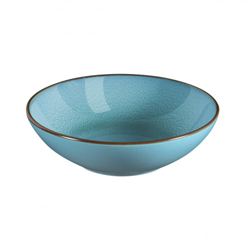 Assiette à pâtes rond turquoise grès émaillé Ø 18 cm Feeling Medard De Noblat