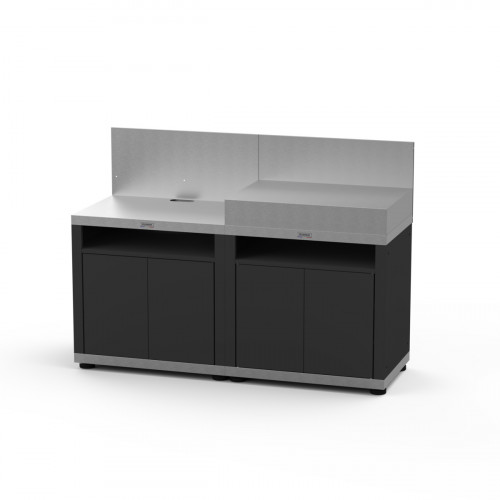 Cuisine 2 éléments avec crédences inox 160x56x115 cm Avec dosseret Avec étagère Duo Le Marquier