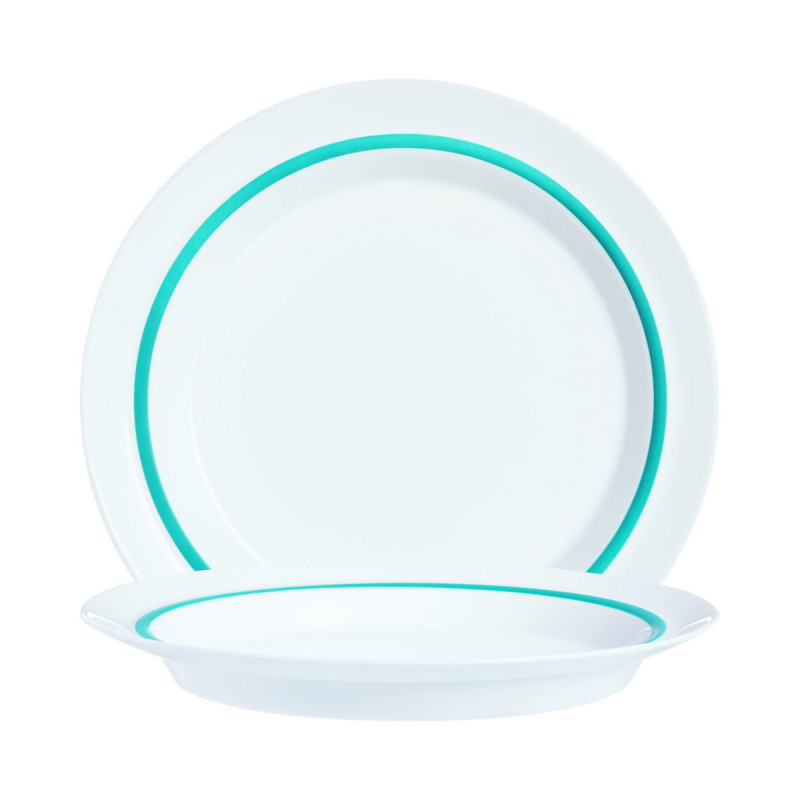 Assiette rond blanc verre opal Ø 19 cm Autonomy Filet Bleu Arcoroc