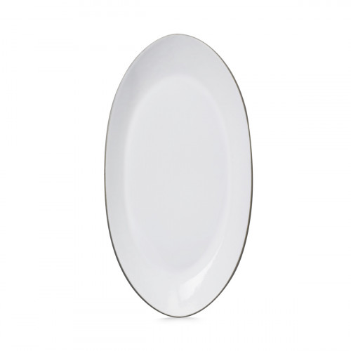 Assiette coupe à fond plat ovale blanc cumulus porcelaine culinaire 25x13,3 cm Equinoxe Revol