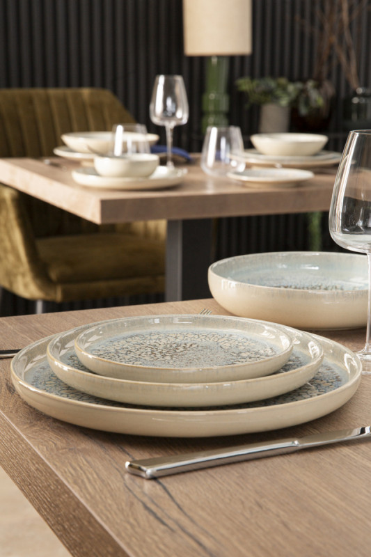 Assiette plate à bord droit rond gris grès émaillé Ø 28 cm Tropic Accolade