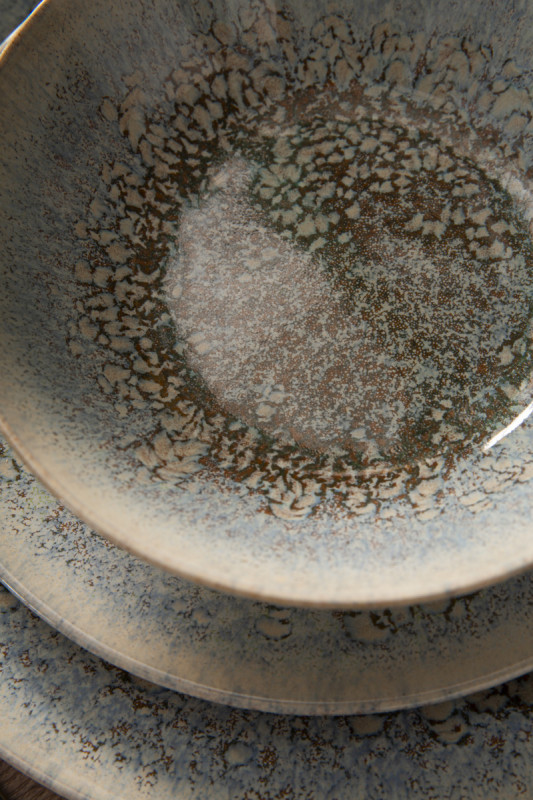 Assiette plate à bord droit rond gris grès émaillé Ø 22 cm Tropic Accolade