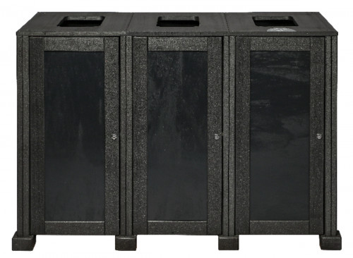 Station de tri sélectif extérieure 3 flux aluminium 240 L carbone Probbax