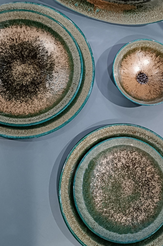 Assiette à salade rond vert porcelaine Ø 21 cm Palazzo Medard De Noblat