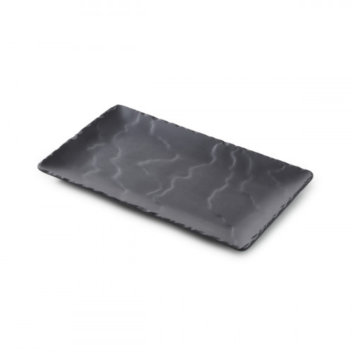 Assiette plate rectangulaire noir porcelaine culinaire 22x14 cm Basalt Revol