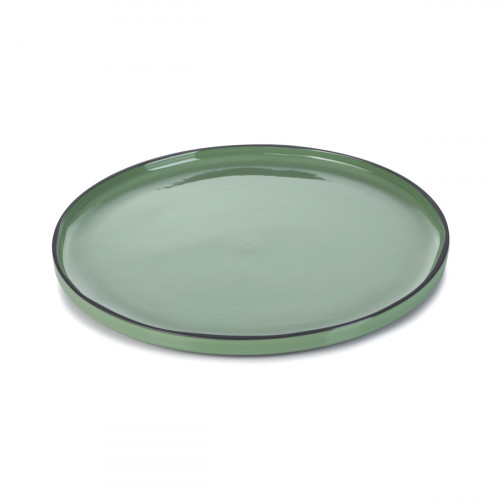 Assiette à bord droit rond vert porcelaine culinaire Ø 33 cm Caractère Revol
