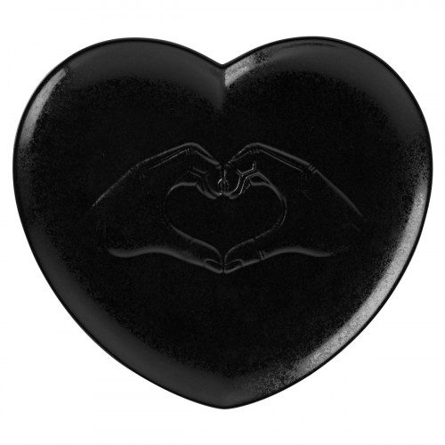 Assiette plate relief noir porcelaine 28,3x25 cm Cliché Rak