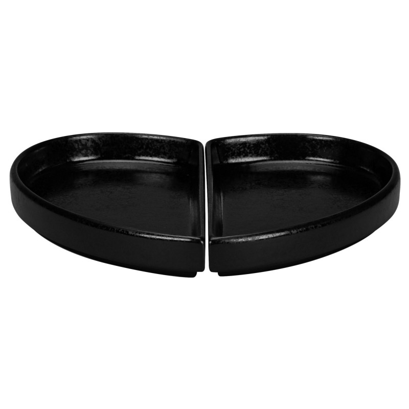 Assiette plate partie gauche noir porcelaine 10x18 cm Cliché Rak