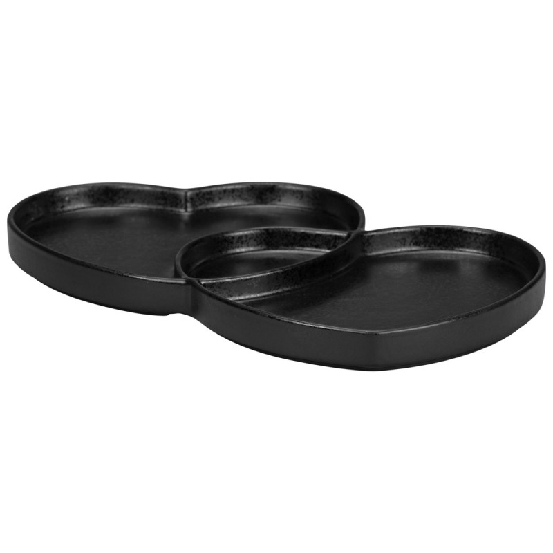 Assiette plate double noir porcelaine 29x26,4 cm Cliché Rak