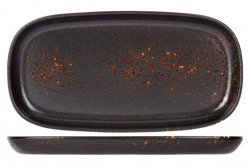 Plat rectangulaire noir porcelaine 30 cm Etna Proof