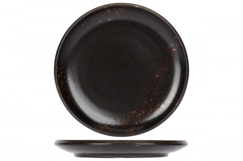 Assiette plate rond noir porcelaine Ø 25 cm Etna Proof