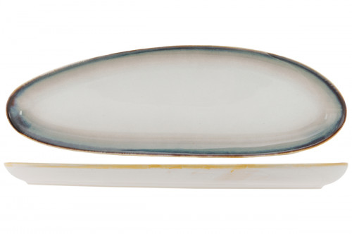 Plateau de service ovale blanc porcelaine 36 cm Akoya Proof