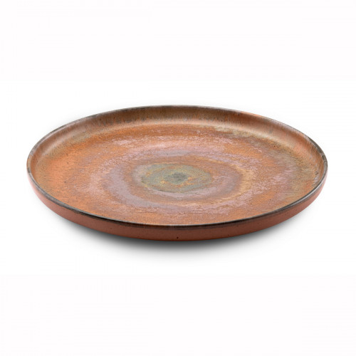 Assiette plate rond orange grès émaillé Ø 28 cm 28x28 cm Planet Medard De Noblat