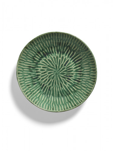 Plat de présentation rond vert grès émaillé 26 cm Ø 26 cm Verde Lanza Serax