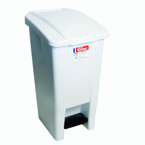 Collecteur à pédale plastique 60 L blanc Gilac