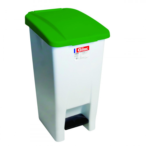 Collecteur à pédale plastique 60 L blanc Gilac