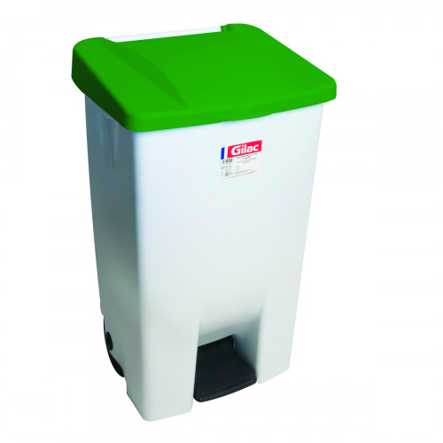Collecteur à pédale plastique 80 L blanc Gilac