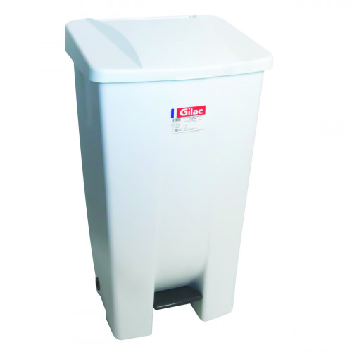Collecteur à pédale plastique 120 L blanc Gilac